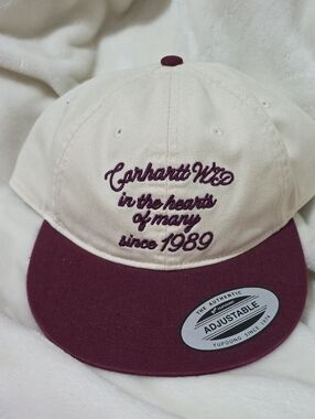 Carhartt WIP Cream and Burgundy Embroidered Strapback Cap